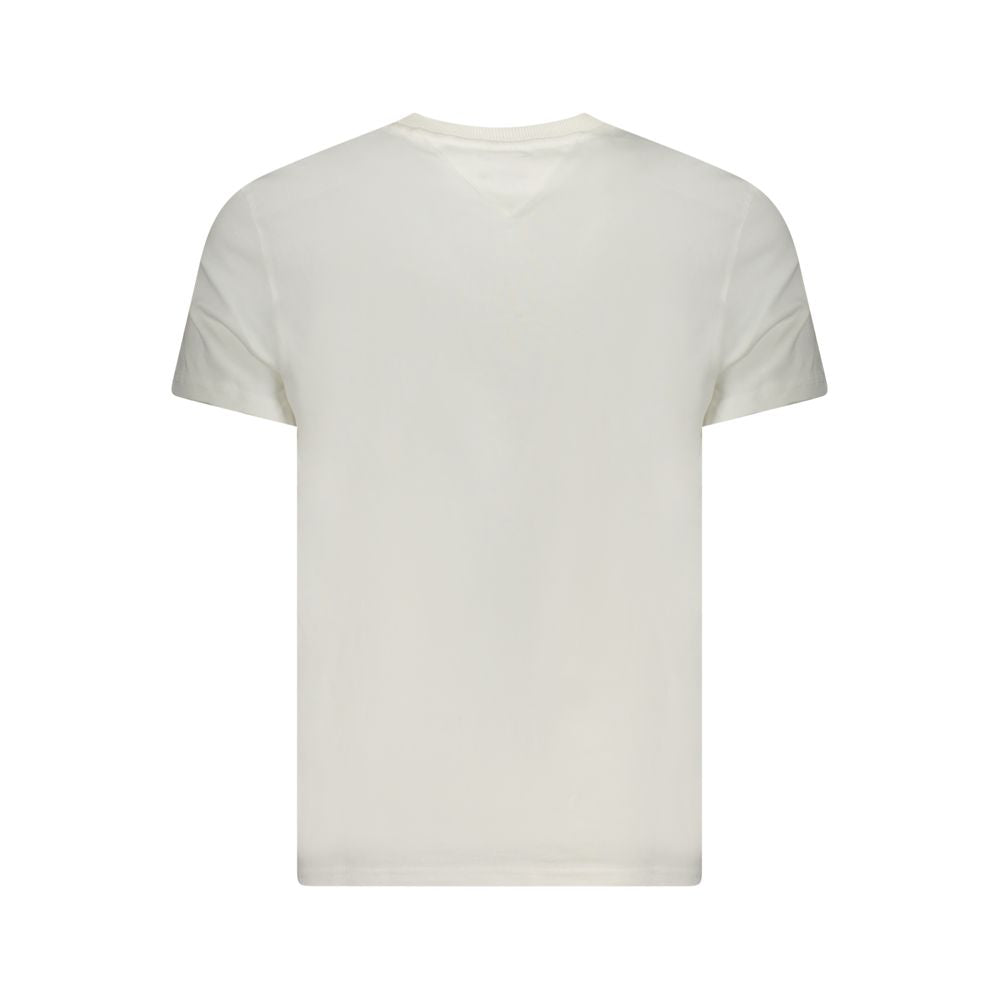 T-shirt blanc en coton pour homme de la marque Tommy Hilfiger, vue de face, avec col rond et logo discret sur la poitrine.