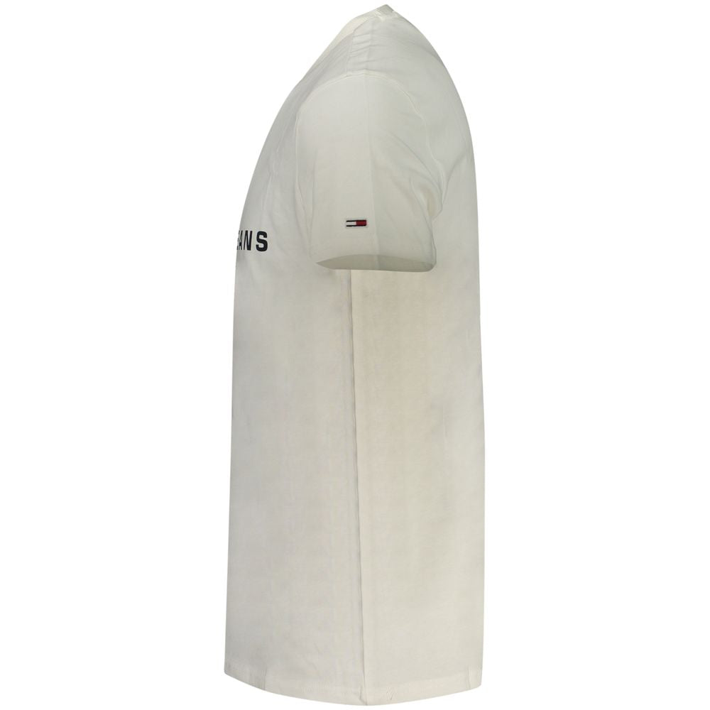 T-shirt homme en coton blanc Tommy Hilfiger, ajusté, avec logo sur le devant, porté sur un mannequin.