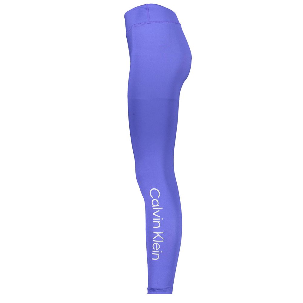 Leggings pour femme Calvin Klein Blu en polyester, style ajusté et confortable, avec logo discret visible.