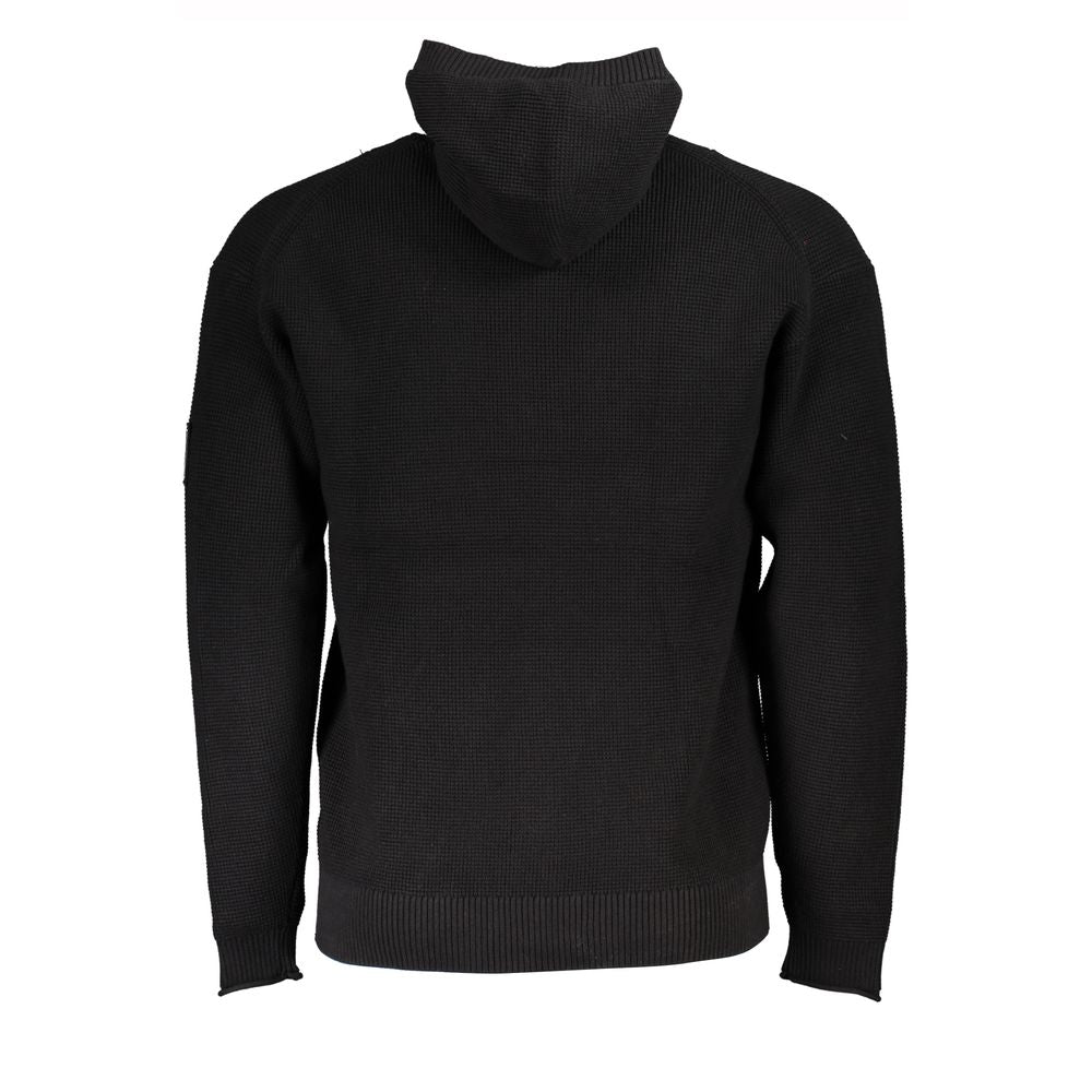 Sweat à capuche en coton noir pour homme de la marque Calvin Klein, avec demi-zip et style décontracté.