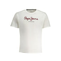 T-shirt blanc en coton pour homme de la marque Pepe Jeans, coupe classique, porté sur un mannequin.