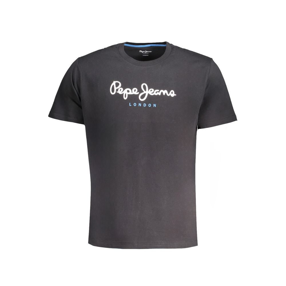 T-shirt homme en coton bleu Pepe Jeans, coupe classique, logo discret sur la poitrine, porté sur mannequin.