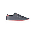 Sneakers en polyuréthane bleues Tommy Hilfiger pour homme, vue de face avec détails de la chaussure.