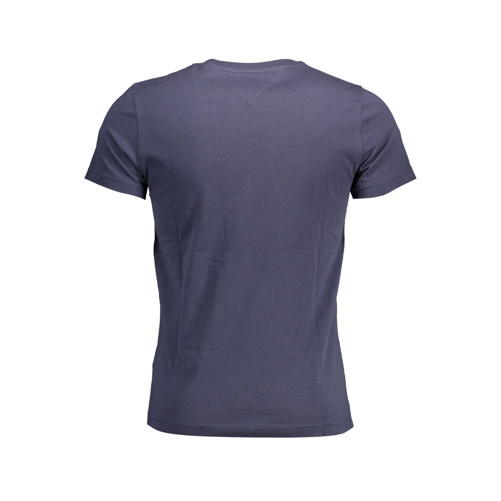 T-shirt homme Tommy Hilfiger en coton biologique bleu, coupe classique, avec logo Tommy sur la poitrine.