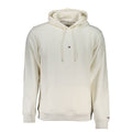 Pull blanc en coton pour homme de Tommy Hilfiger, doux et confortable, porté sur un mannequin avec col rond.