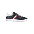 Sneakers en cuir bleu pour homme de Tommy Hilfiger, design élégant avec semelle blanche et détails modernes.