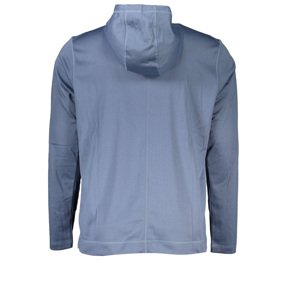 Sweat à capuche pour homme Calvin Klein en polyester bleu, vue de face, décontracté et confortable.