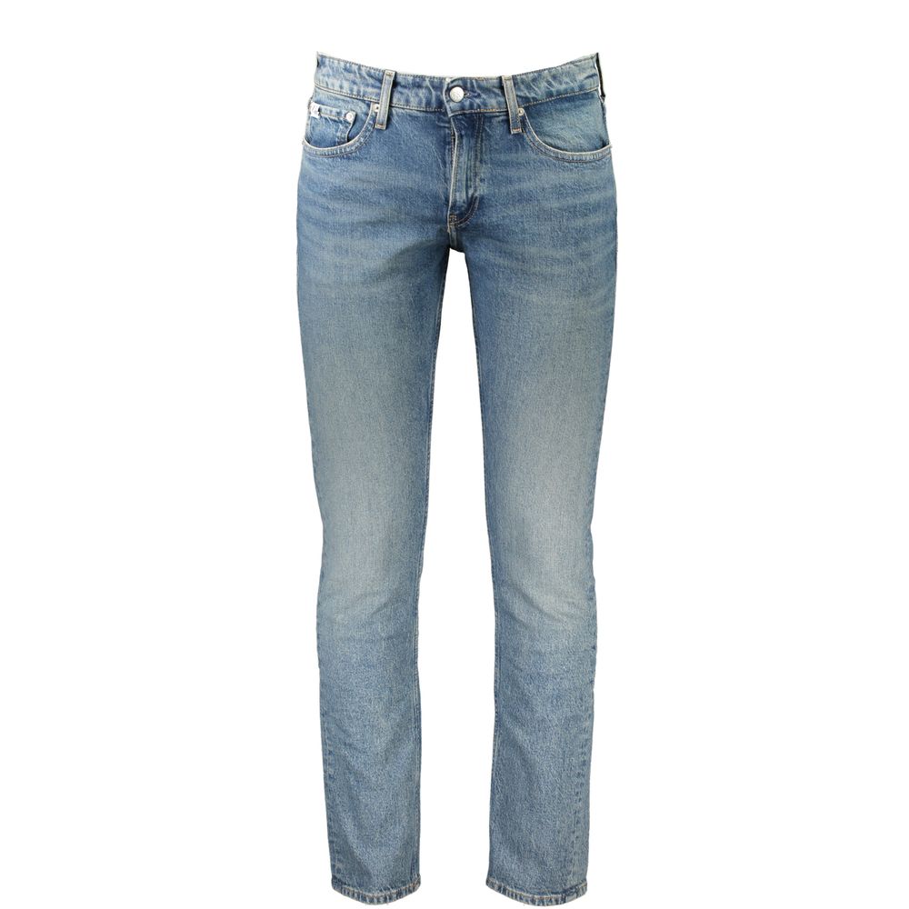 Jeans slim en coton pour homme de la marque Calvin Klein Blu, coupe ajustée et moderne, en denim bleu.