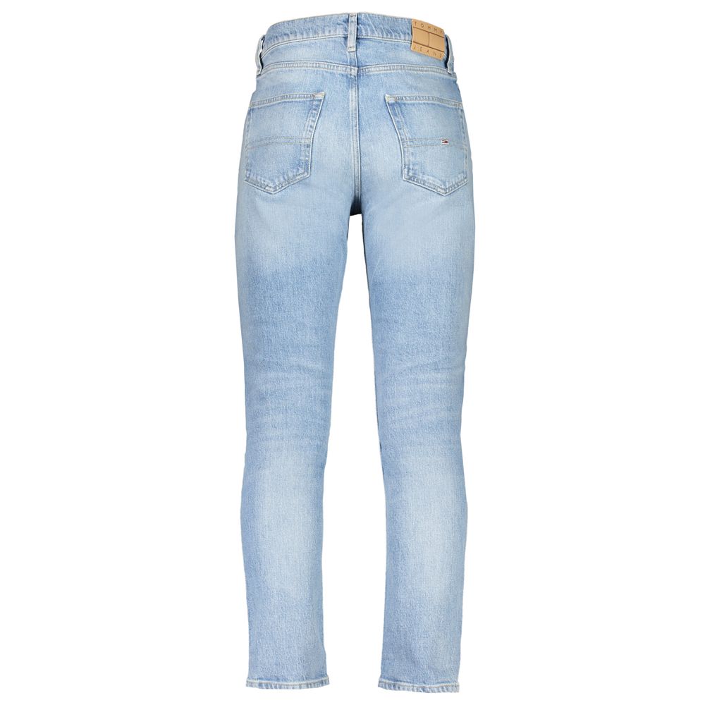 Jeans en coton bleu azur pour homme de la marque Tommy Hilfiger, coupe classique avec détails modernes.
