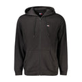 Sweat à capuche homme Tommy Hilfiger en coton noir, style décontracté avec logo sur la poitrine.