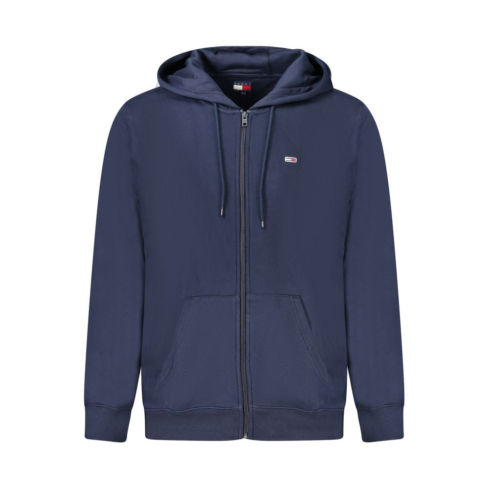 Sweat à capuche en coton bleu pour homme de la marque Tommy Hilfiger, visible avec détails du logo sur la poitrine.