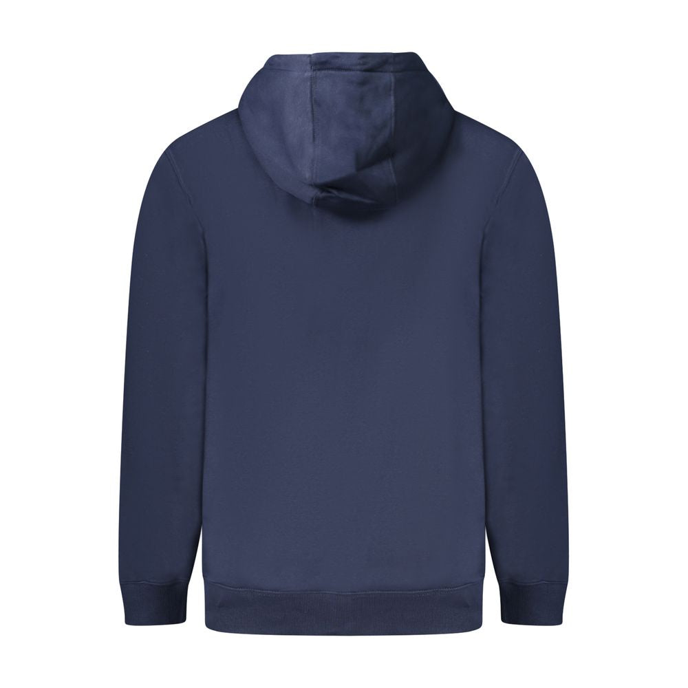Sweat à capuche bleu en coton pour homme de la marque Tommy Hilfiger, visible avec logo sur la poitrine.