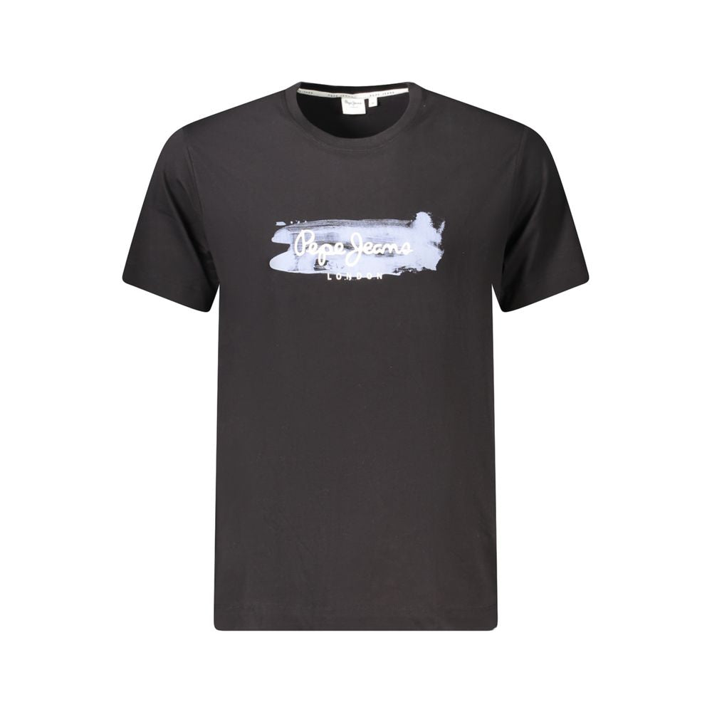 T-shirt homme en coton noir Pepe Jeans, coupe classique, col rond, logo Pepe Jeans sur la poitrine, parfait pour un style décontracté