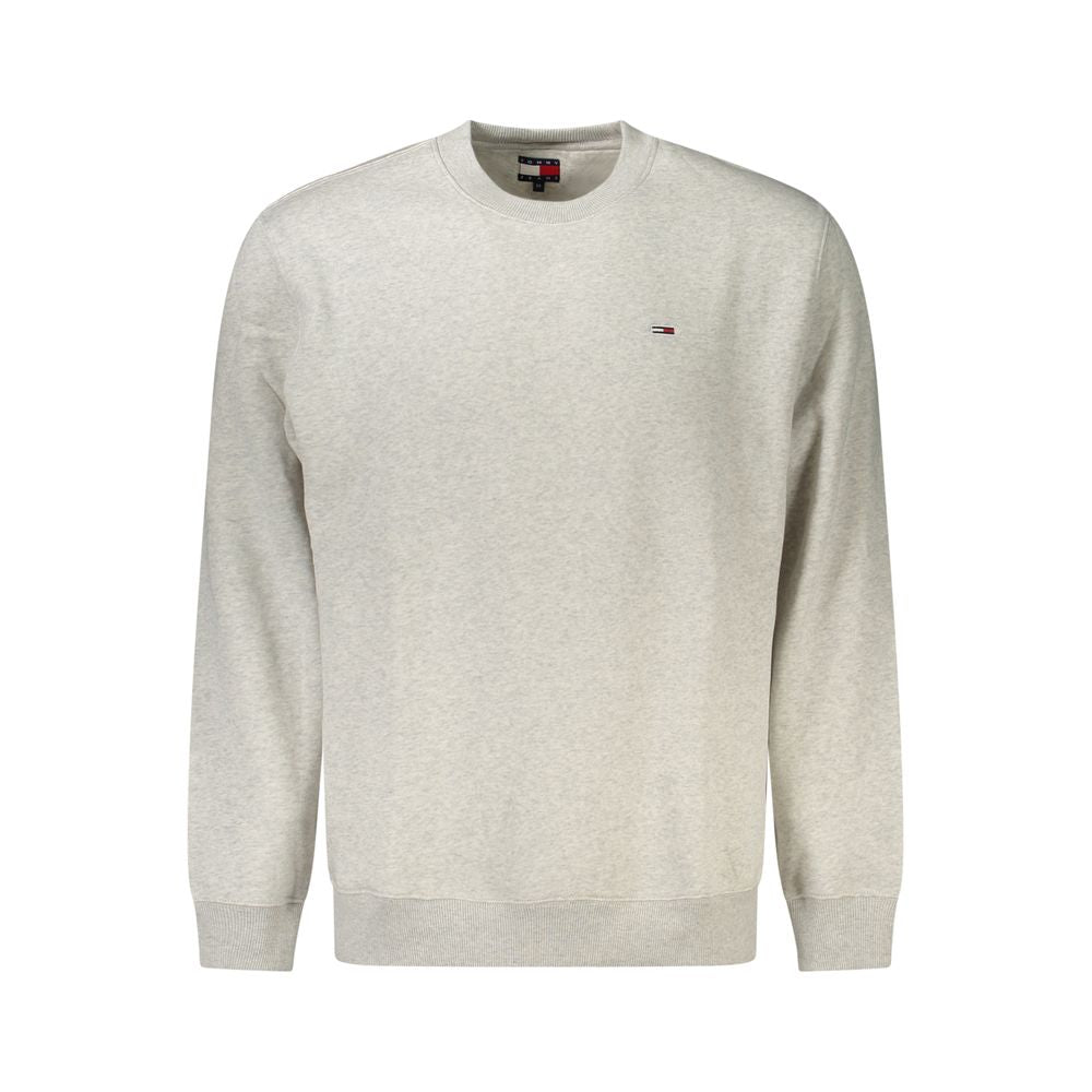 Sweat-shirt pour homme Tommy Hilfiger en coton gris, coupe classique, avec logo discret sur la poitrine.