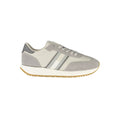 Chaussure sneaker grise en polyurethane pour homme de la marque Tommy Hilfiger, vue de face.