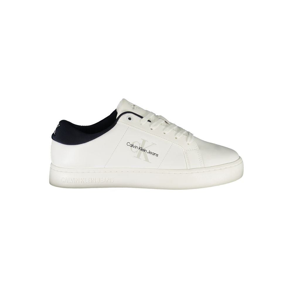Chaussures de sport pour homme Calvin Klein Bianco en polyuréthane, baskets blanches modernes avec semelle blanche.