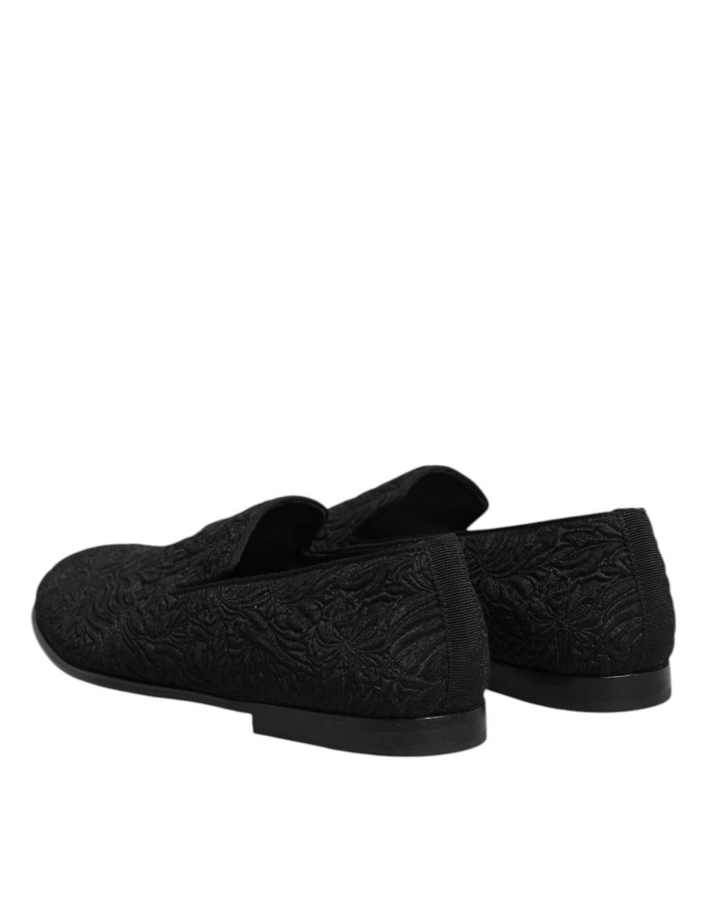Chaussures formelles Dolce & Gabbana en jacquard noir, mocassins slip-on élégants avec finition raffinée.