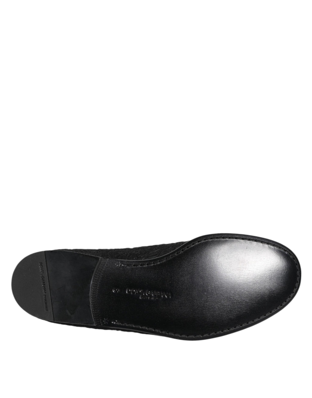 Chaussures formelles Dolce & Gabbana, mocassins en jacquard noir à enfiler, élégants et sophistiqués.