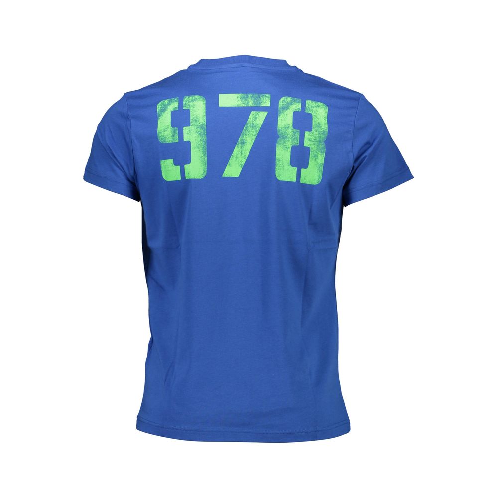 T-shirt en coton bleu Diesel pour homme, coupe classique et logo Diesel visible sur le devant.