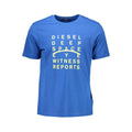 T-shirt pour homme Diesel Blu en coton, design classique avec logo Diesel visible, porté par un mannequin.