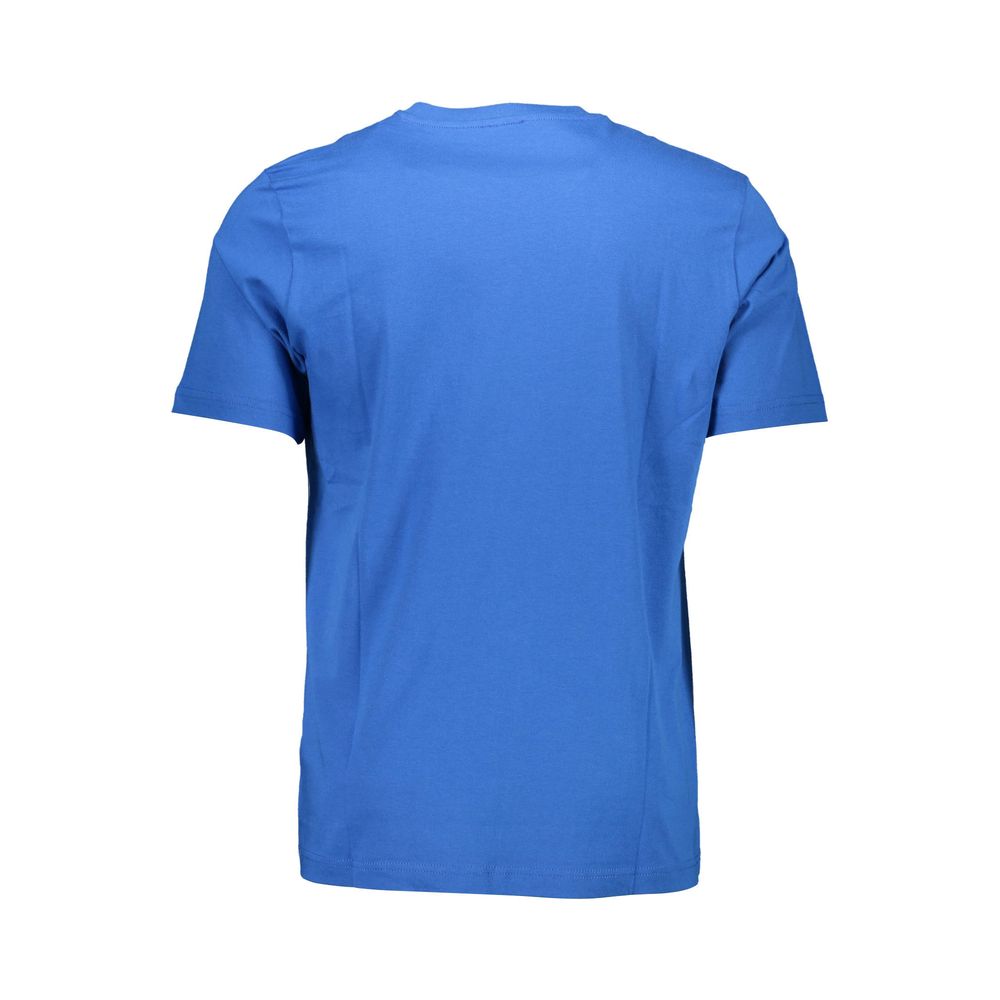 T-shirt homme en coton bleu Diesel avec logo imprimé, coupe classique, porté sur mannequin.