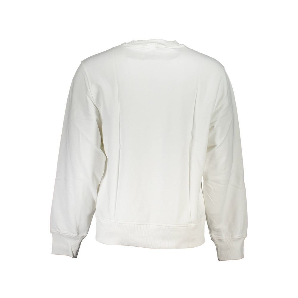 Sweat-shirt blanc en coton pour homme de la marque Calvin Klein, coupe classique et logo discret visible sur le devant.