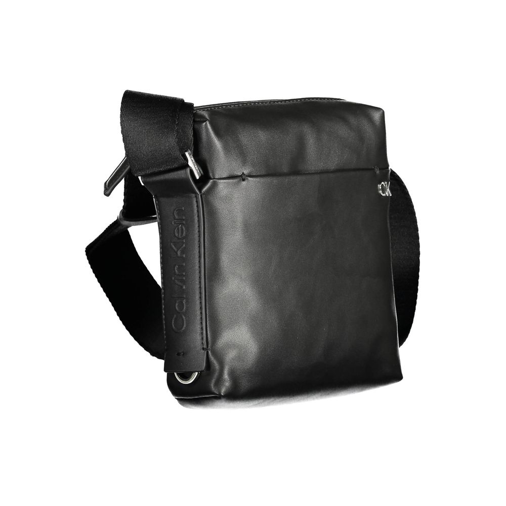 Sacoche pour homme Calvin Klein en polyester noir, sac d'épaule élégant avec logo discret, idéal pour un usage quotidien.