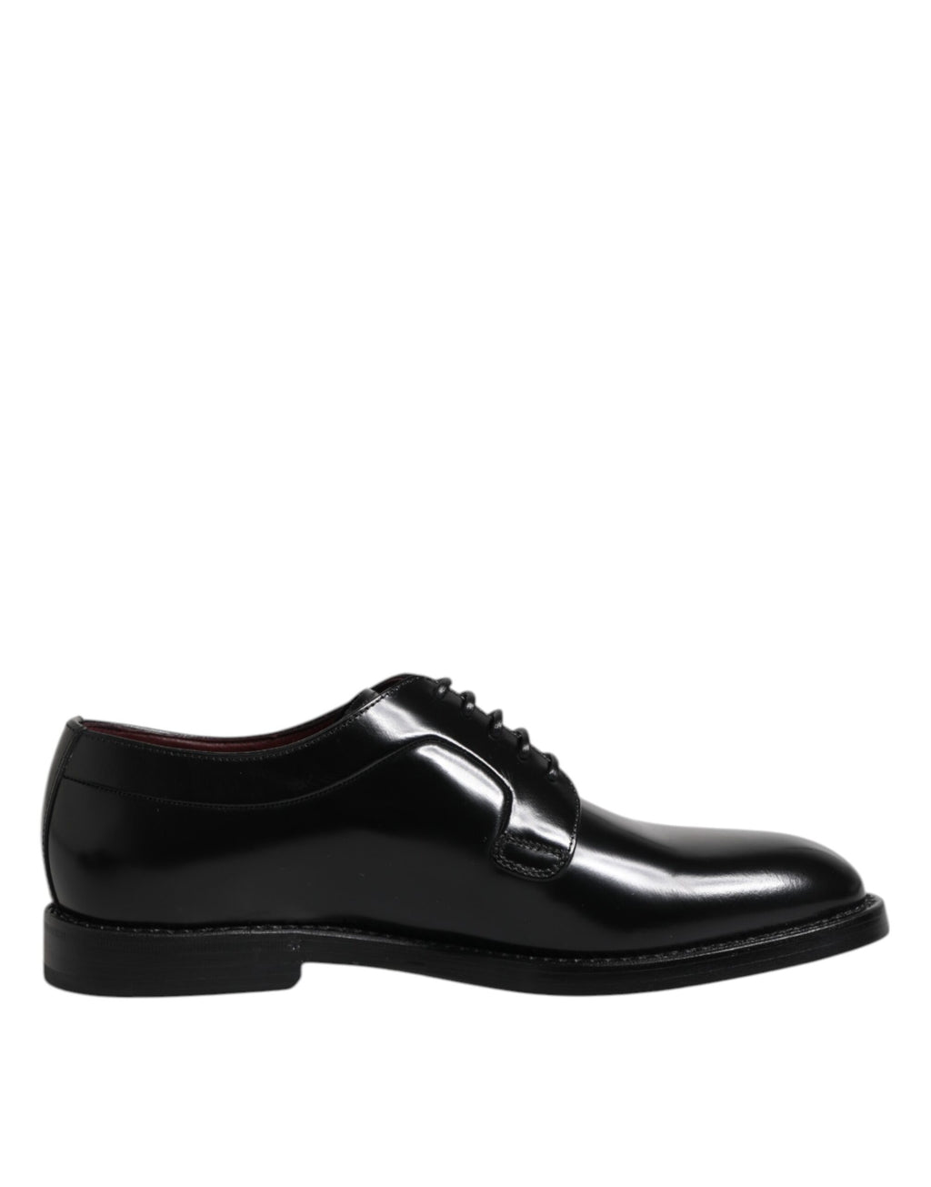 Chaussures derby habillées en cuir noir Dolce & Gabbana avec lacets, pour homme, vues de face sur fond blanc.