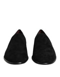 Chaussures habillées en daim noir de Dolce & Gabbana, mocassins slip-on pour homme, élégants et sophistiqués.