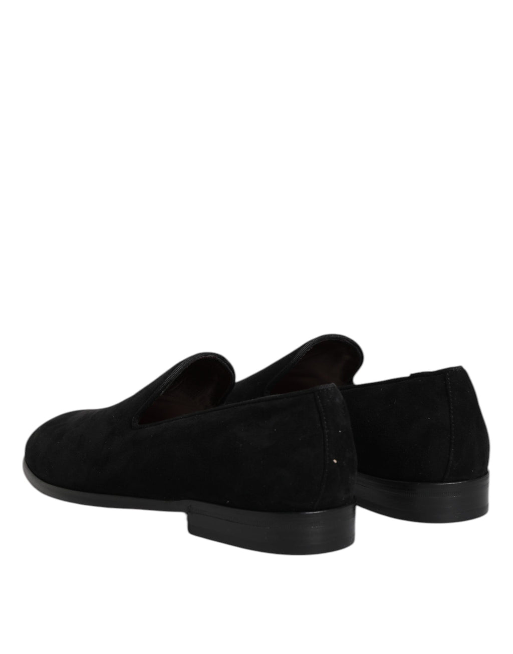 Chaussures mocassins en daim noir Dolce & Gabbana, chaussures formelles élégantes pour homme, vue de face.