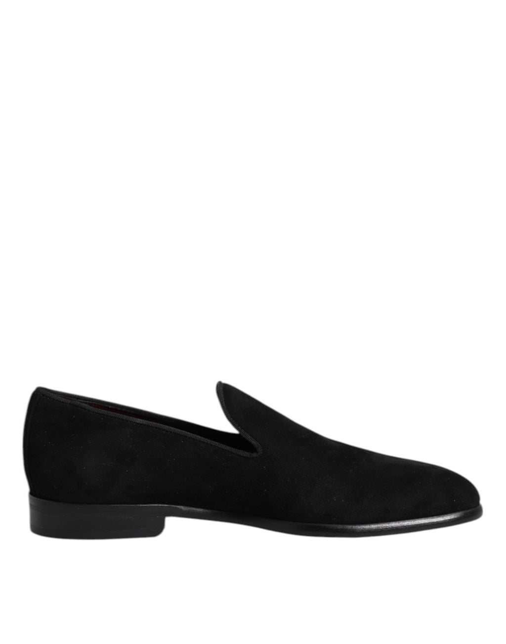 Chaussures formelles Dolce & Gabbana en daim noir slip-on, mocassins élégants pour homme.