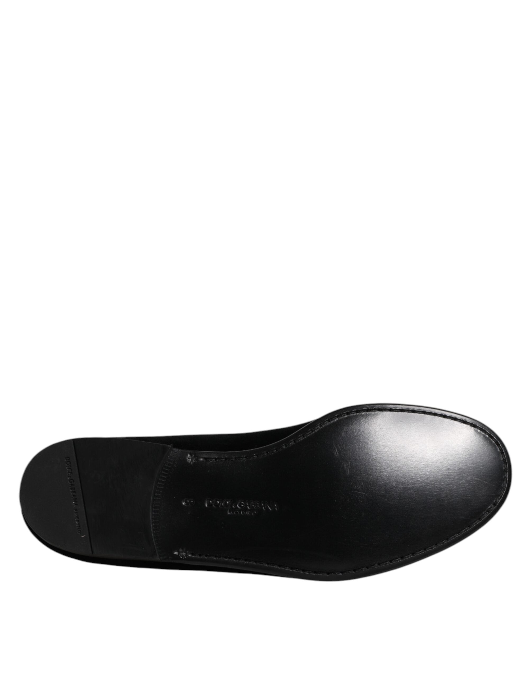 Chaussures Dolce & Gabbana en velours noir, mocassins élégants à enfiler pour occasions formelles.