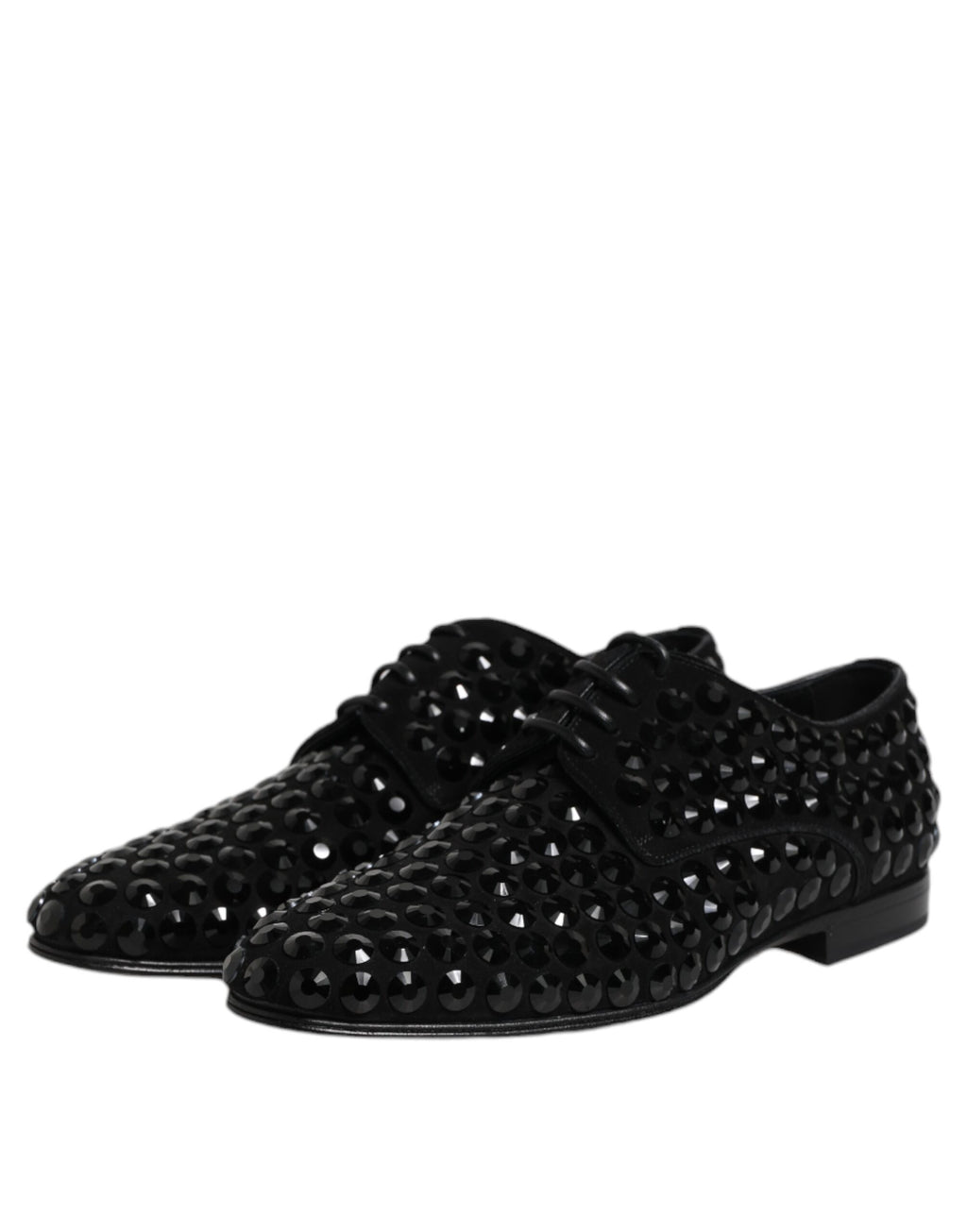Chaussures Derby formelles en daim noir Dolce & Gabbana avec strass, élégantes et sophistiquées pour homme.
