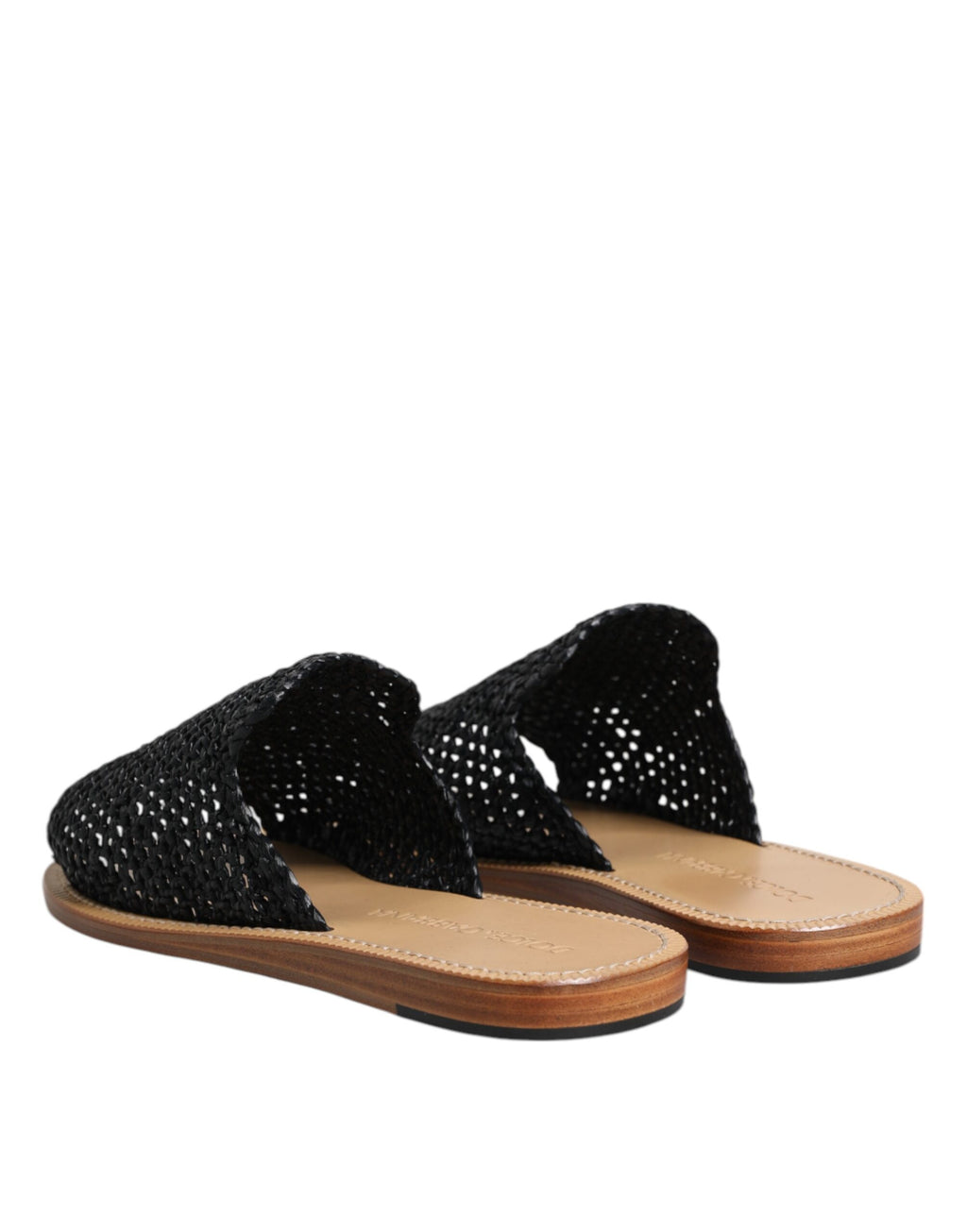 Sandales Dolce & Gabbana en raphia noir à tressage monochrome, chaussures élégantes pour femmes.