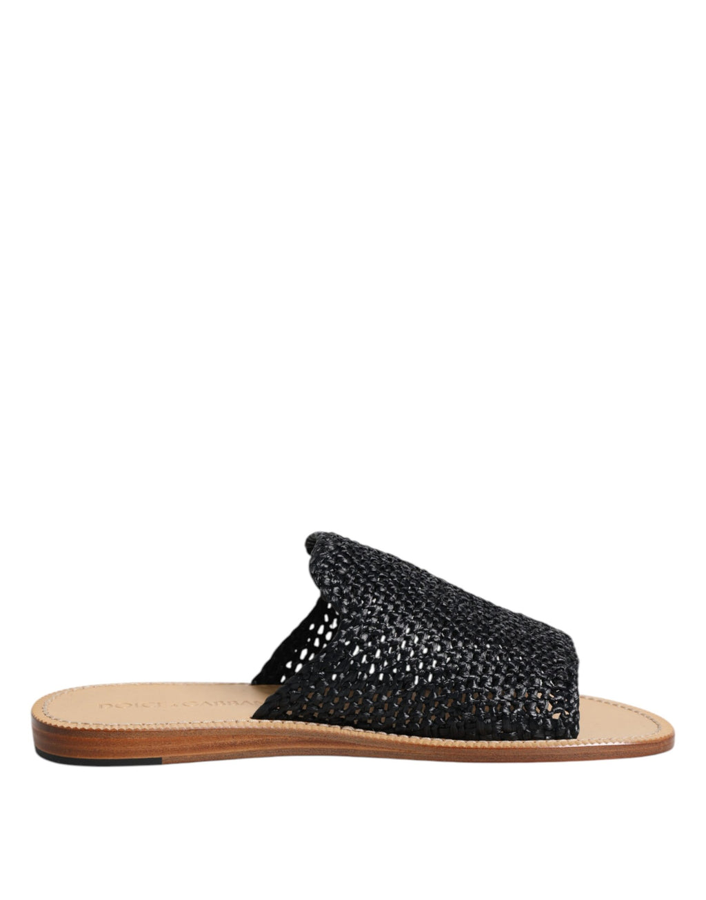 Sandales Dolce & Gabbana en raffia noir à tresses, style monochrome et chaussures d'été élégantes.