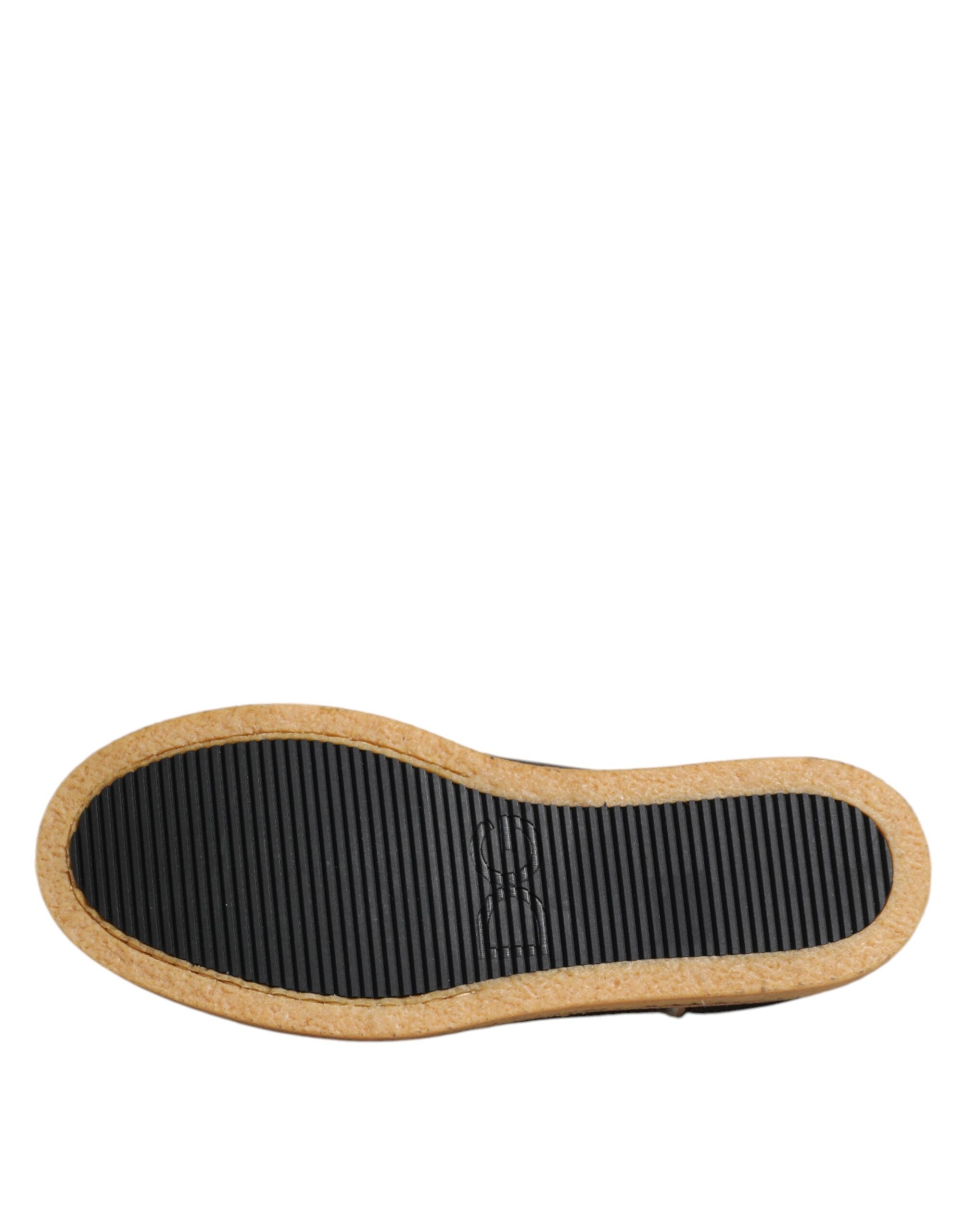 Chaussures mocassins en cuir de veau marron et blanc de Dolce & Gabbana, élégantes et classiques pour homme.
