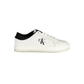 Sneakers pour homme Calvin Klein en polyuréthane blanc, style décontracté et moderne, vue de face.