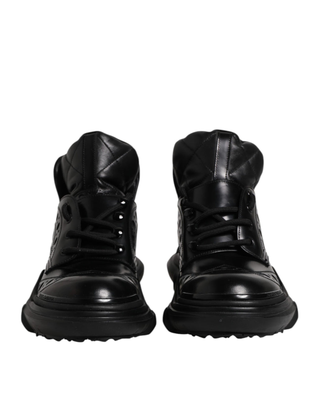 Chaussures habillées pour hommes Dolce & Gabbana en cuir noir, bottines décontractées à la cheville avec semelle robuste.