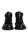 Chaussures habillées pour hommes Dolce & Gabbana en cuir noir, bottines décontractées à la cheville avec semelle robuste.
