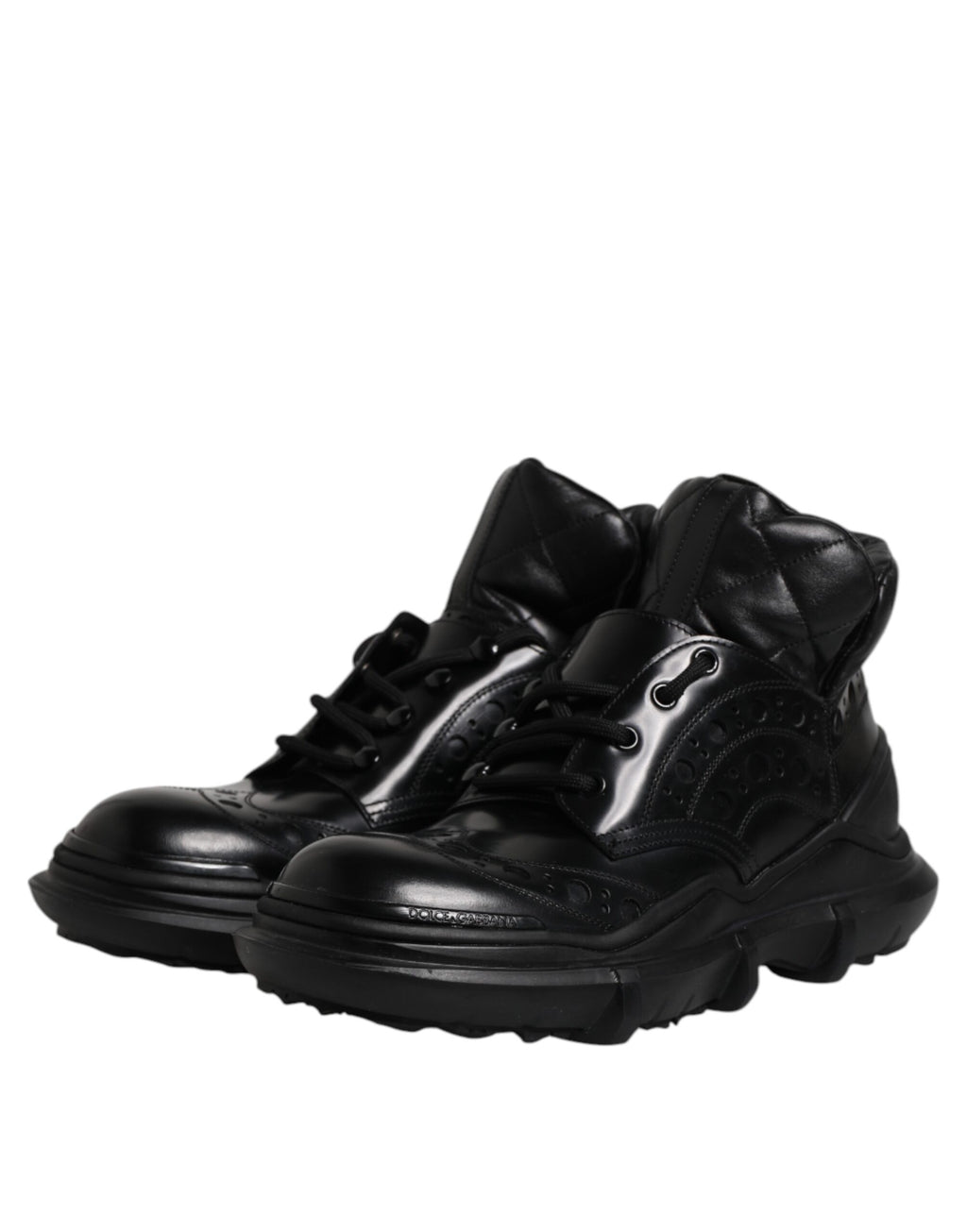 Chaussures bottines décontractées en cuir noir pour homme de Dolce & Gabbana, style casual et élégant.