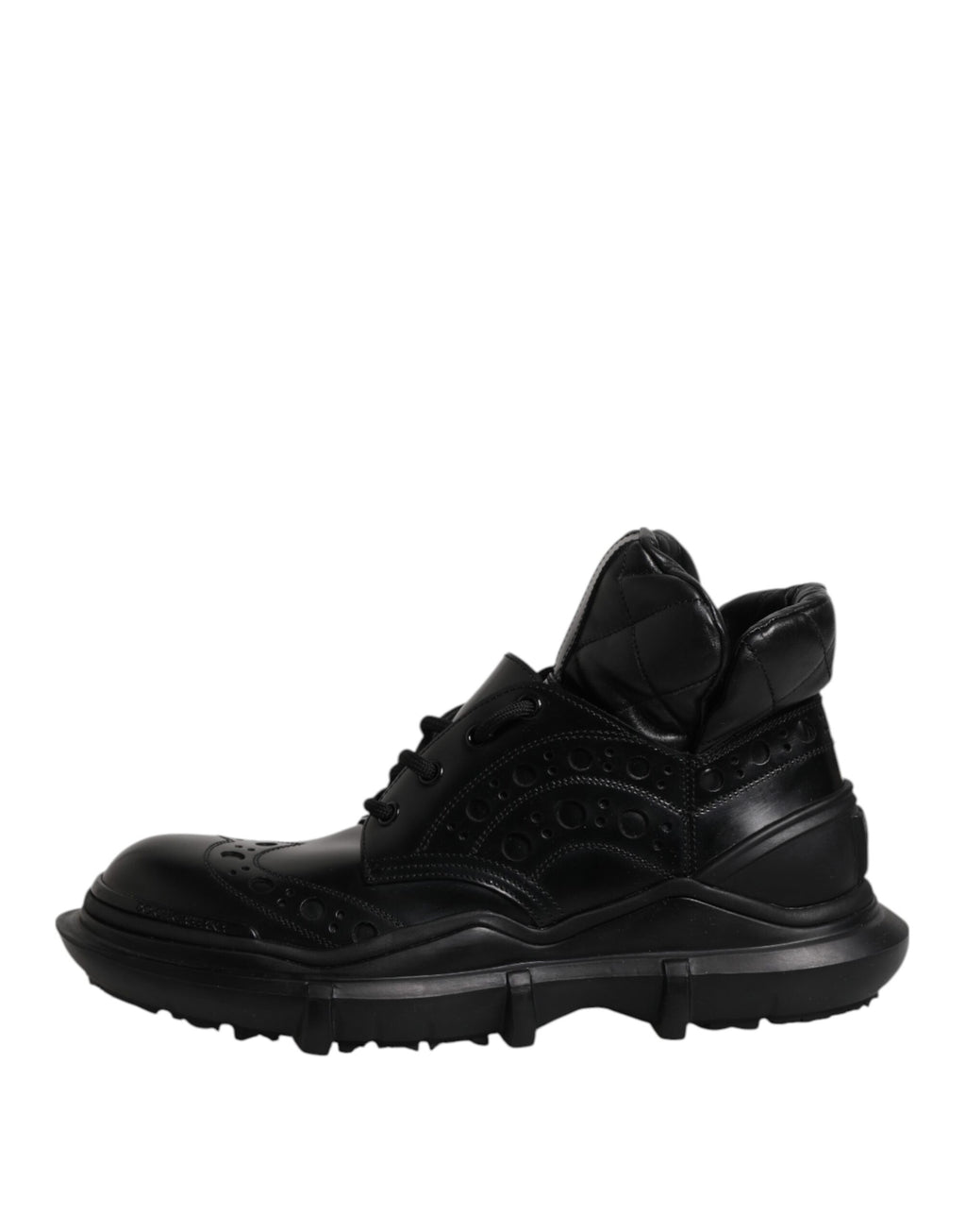 Bottes décontractées pour hommes en cuir noir de Dolce & Gabbana, chaussures ankle, style élégant et confortable.