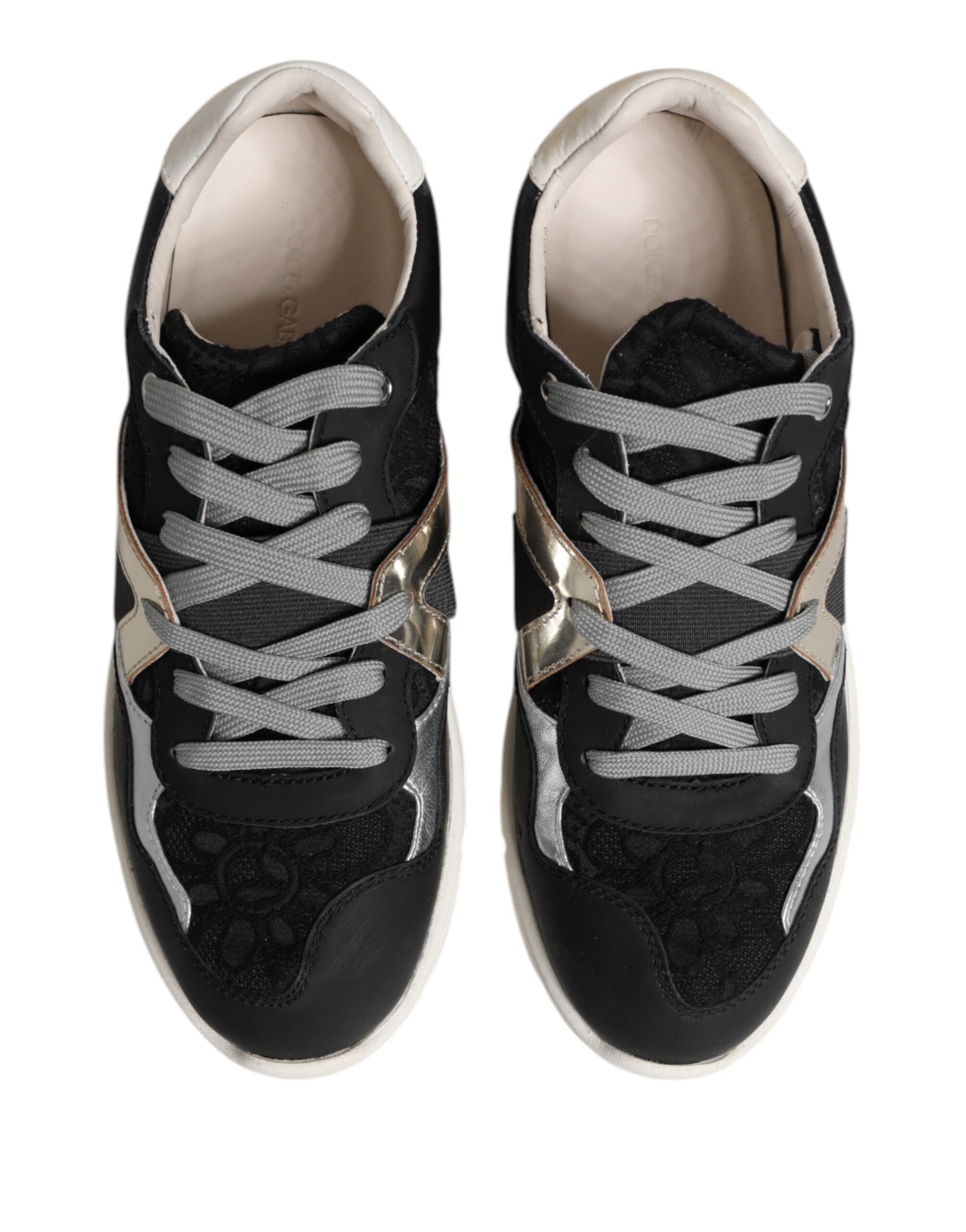 Chaussures sneakers basses en cuir et daim multicolore de Dolce & Gabbana, style décontracté et élégant.