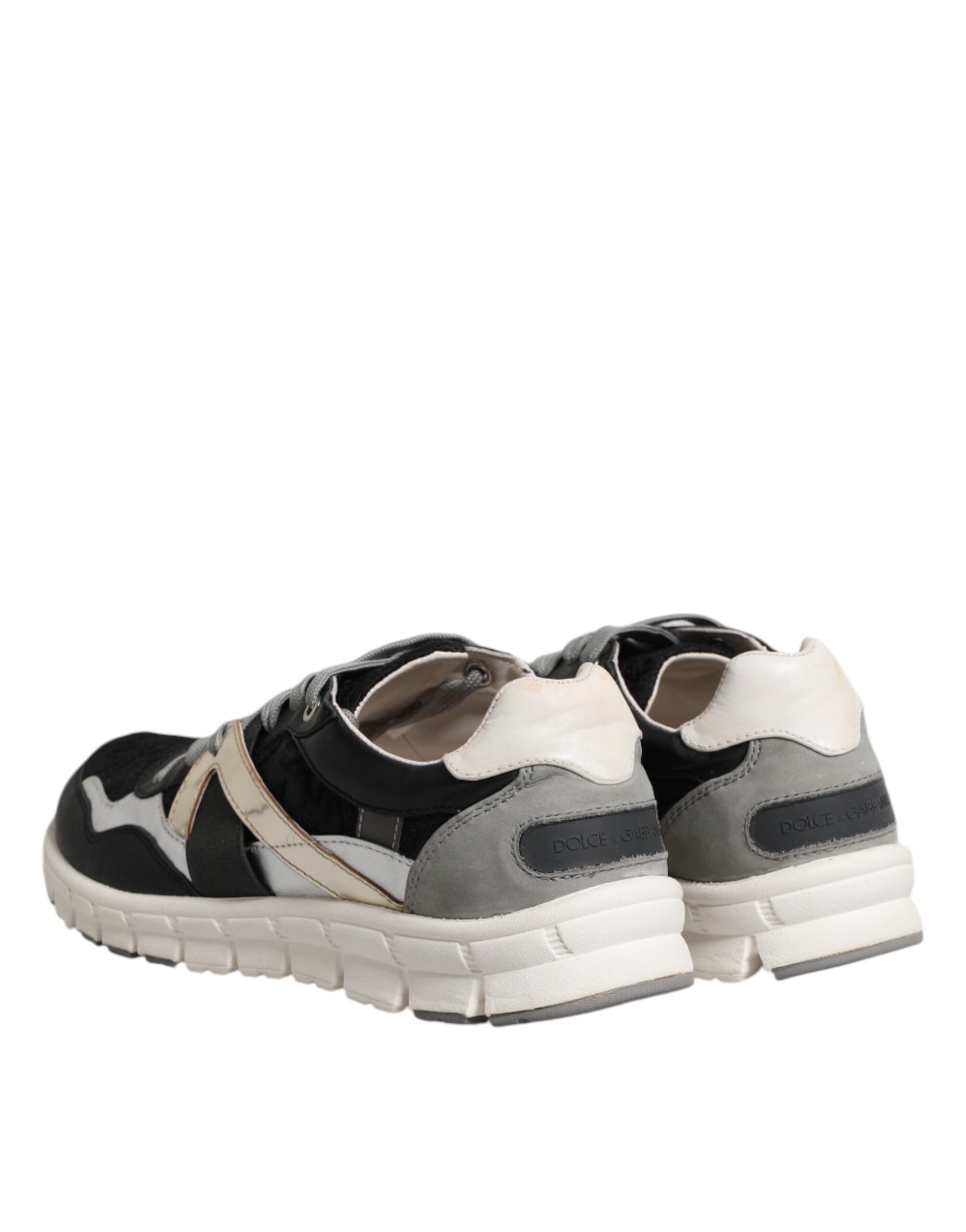 Chaussures Dolce & Gabbana multicolores en cuir et daim, baskets basses pour homme, style décontracté et élégant.