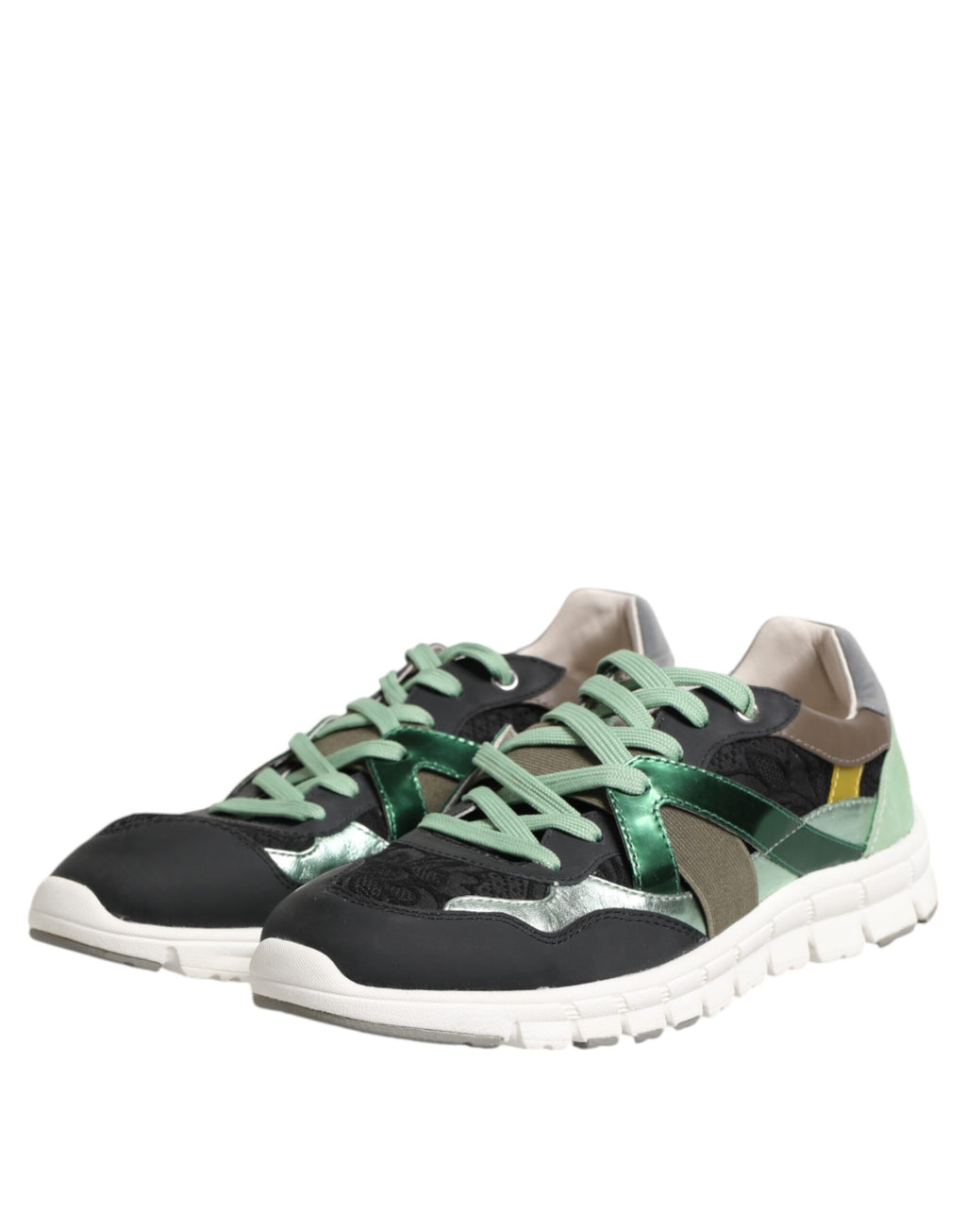 Chaussures basses multicolores Dolce & Gabbana avec lacets, sneakers élégants en dentelle pour un style tendance.