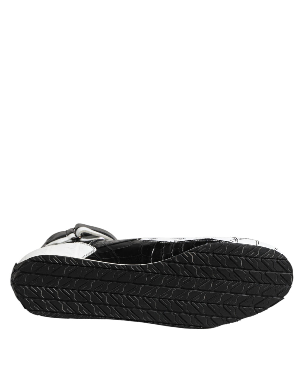 Chaussures sneakers montantes Dolce & Gabbana en cuir noir et blanc, style tendance pour homme.