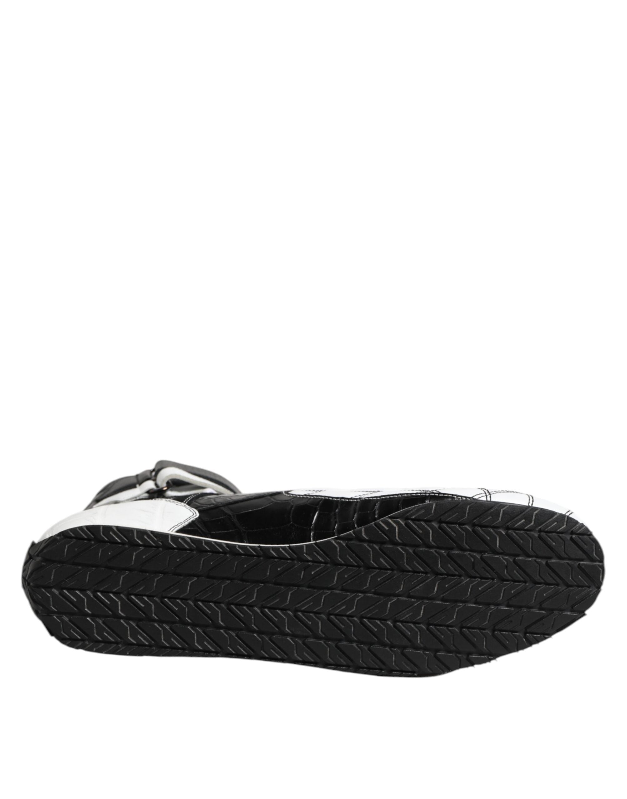 Chaussures sneakers montantes Dolce & Gabbana en cuir noir et blanc, style tendance pour homme.