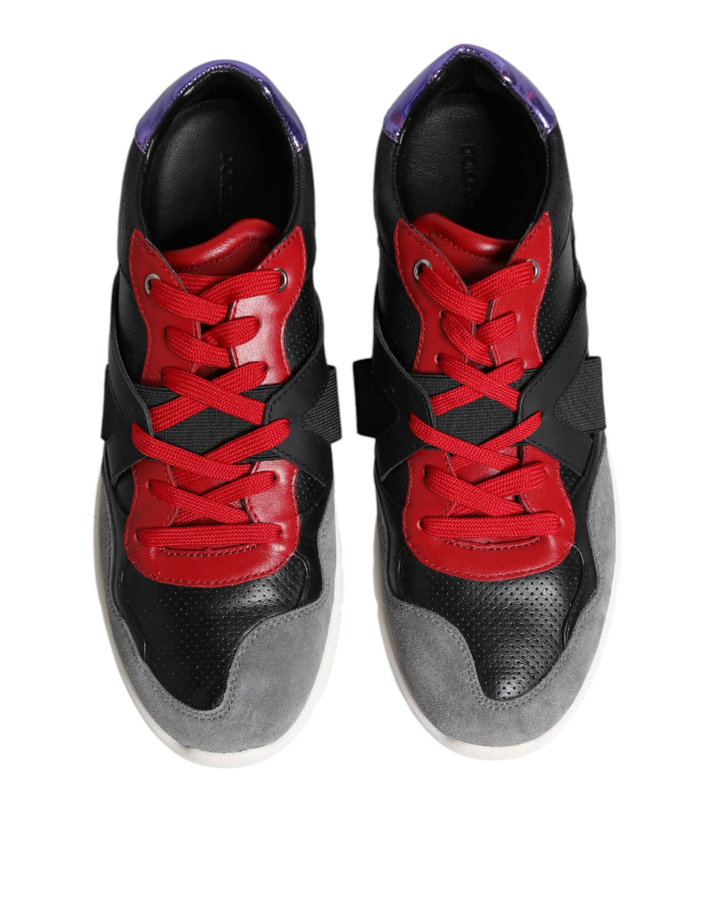 Chaussures basses pour hommes Dolce & Gabbana en dentelle multicolore avec laçage, style sneakers décontractés.