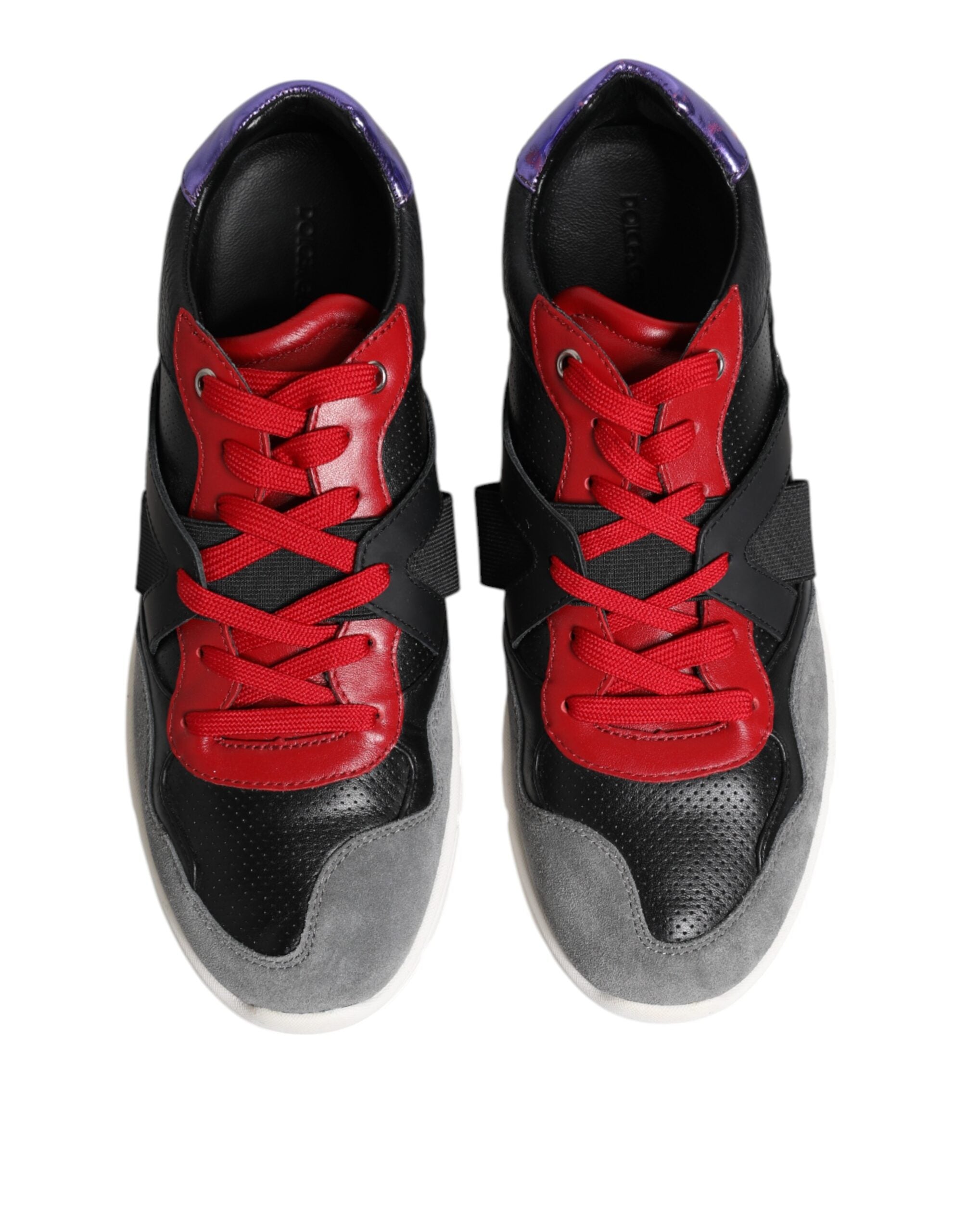 Chaussures basses pour hommes Dolce & Gabbana en dentelle multicolore avec laçage, style sneakers décontractés.