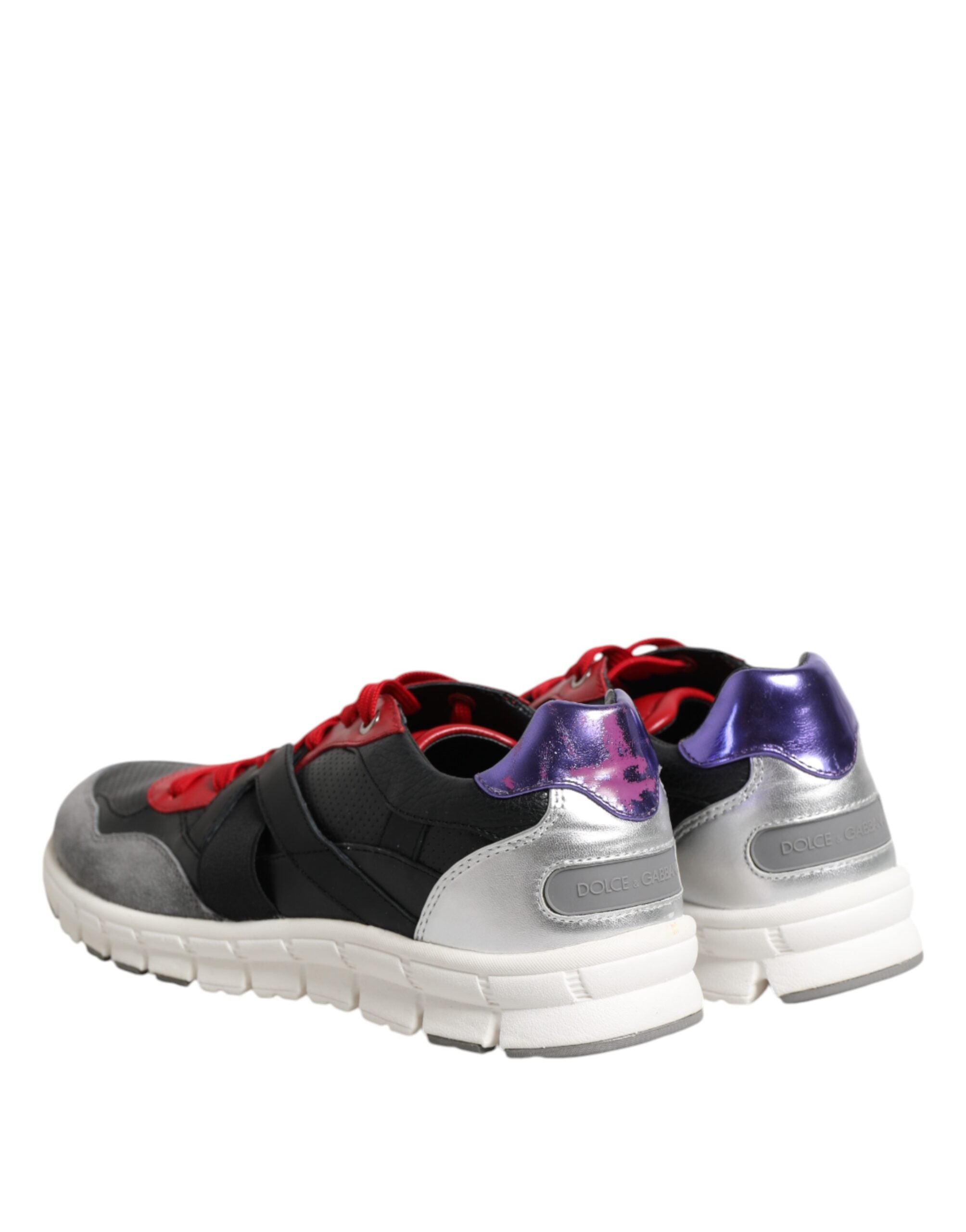 Chaussures sneakers basses pour hommes Dolce & Gabbana en dentelle multicolore avec lacets, style élégant et moderne.