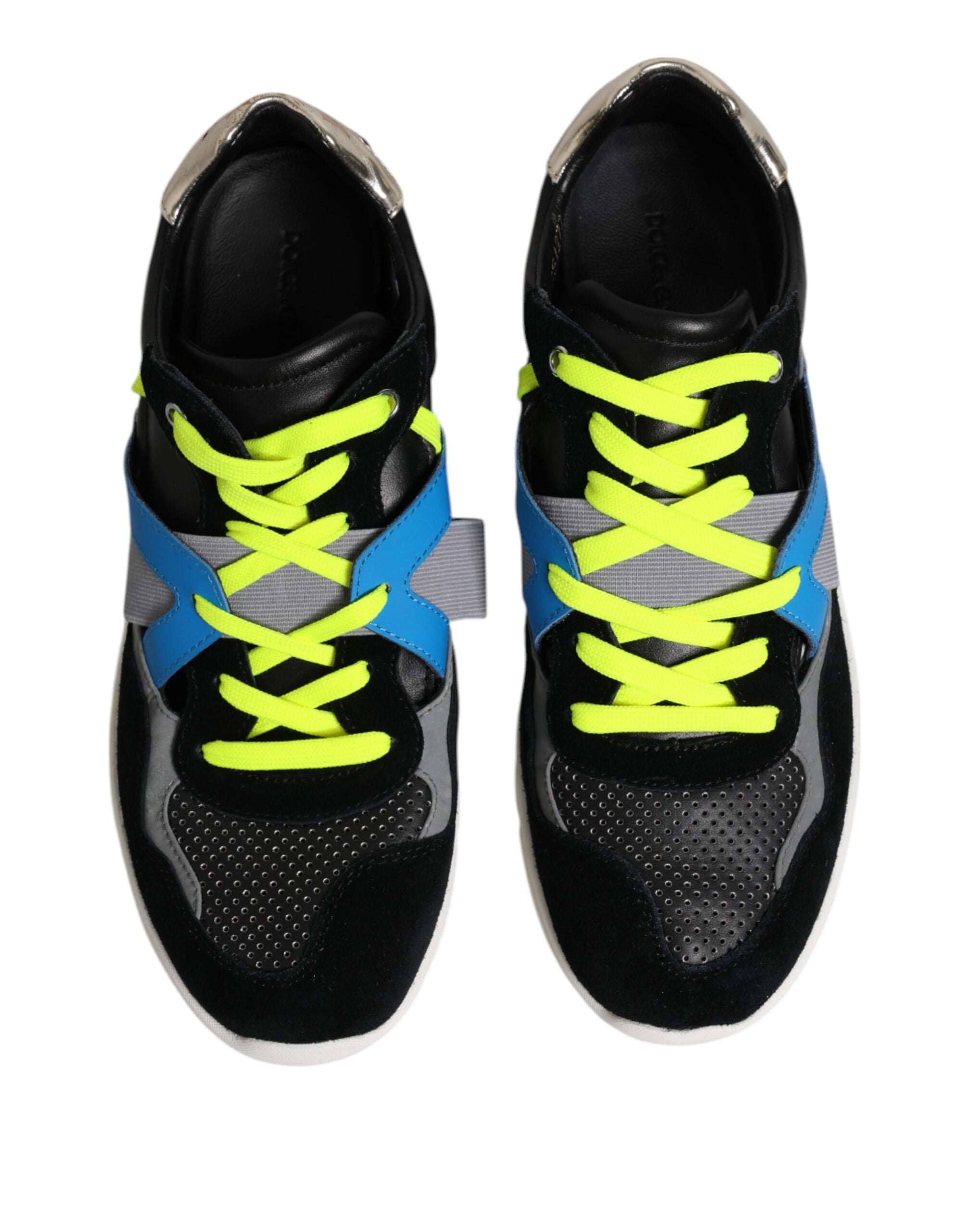 Chaussures sneakers basses pour hommes Dolce & Gabbana en dentelle multicolore, lacets et style décontracté.